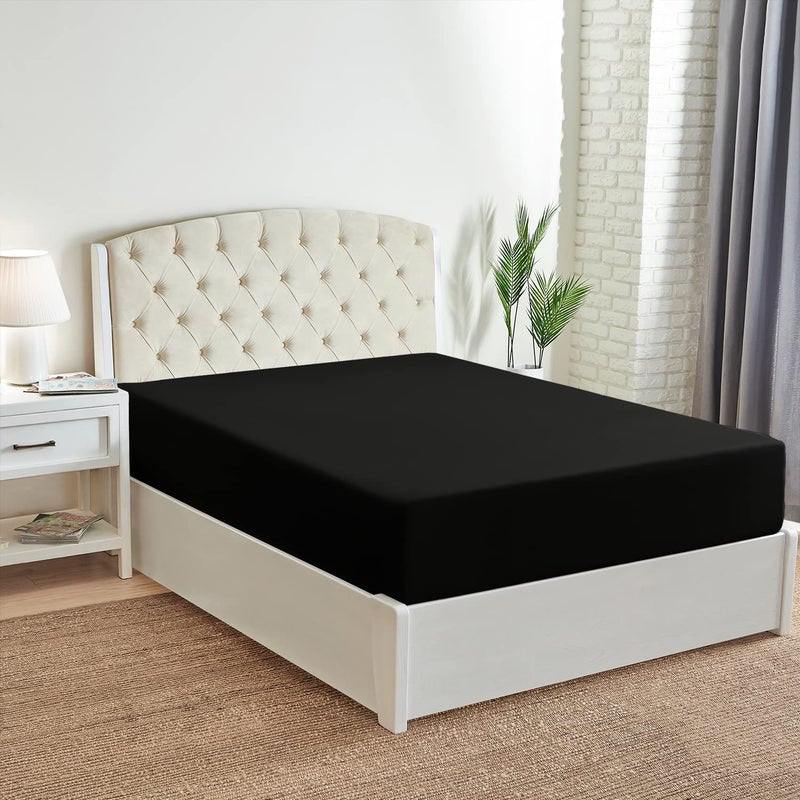 Mellanni Twin Fitted Sheet - Iconic Collection Bedding Sheets with up to 16 inch Deep Pocket - Soft & Cooling - Fade & Stain Resistant - 1 PC (Twin  Black) - Image 3